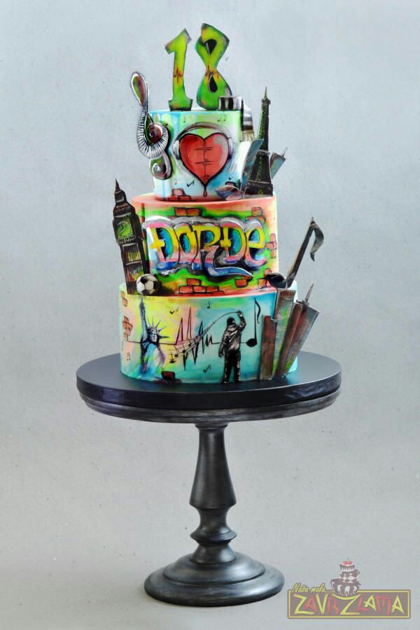 کیک تمام فوندانت گرافیتی 2