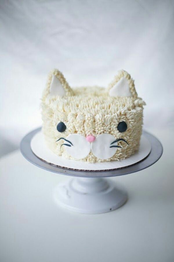 کیک تمام فوندانت دایره ای گربه